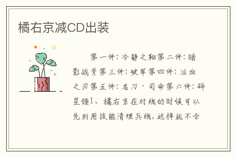 橘右京减CD出装
